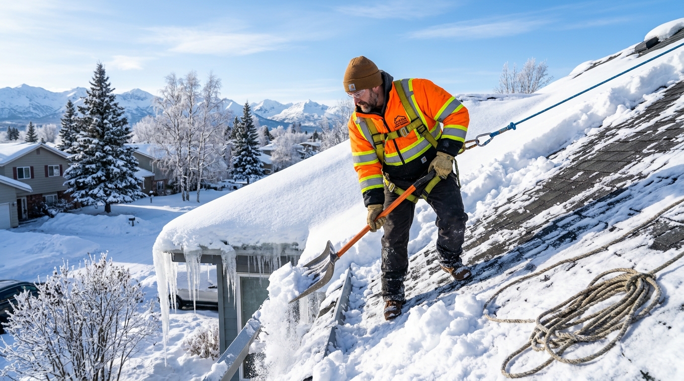 Roof Snow Removal Anchorage AK, Roof Snow Removal Services Anchorage, Safe Winter Roof Snow Removal, Commercial and Residential Roof Snow Removal Anchorage, Roof Ice Dam Prevention Anchorage, Snow Removal Contractors Anchorage AK, Professional Roof Snow Clearing Anchorage